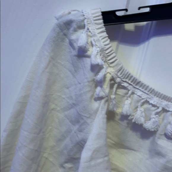 NWOT Shein Bell Sleeve Tassel Trim Crop Top - Picture 3 of 6